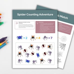 Preschool Spider Counting Adventure Worksheets Printable PDF | Kid ...