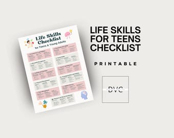 Life Skills Checklist for Teens and Young Adults Printable PDF | Teen Young Adult Skill Planner | Independent Living & Teen Self-Care List |
