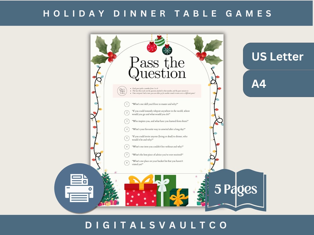 Christmas Holiday Dinner Table Games Printable | Fun Interactive Family ...