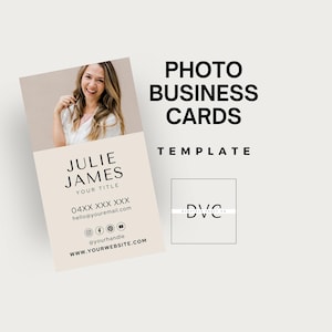 Visitenkarte mit Foto Vorlage | Anpassbares Design mit Headshot | Professionelle Karte für Unternehmer, Freelancer & Small Business |