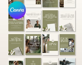 Holistic Coach Instagram Template Mind Body Soul Branding Social Media Posts Spiritual Wellness Coaches Digital Download Editable in Canva