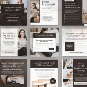 Modello Instagram per annunci di coaching, coach di vita, business e mentalità, design moderno a carosello per post, marketing sui social media, modificabile in Canva