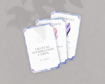 Crystal Affirmation Cards PDF | Printable Healing Crystal Mantras, Spiritual Mindfulness Cards, Energy and Intention Setting Deck