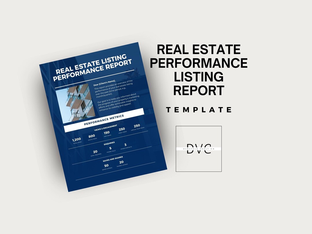 Real Estate Listing Performance Report Template for Realtors and ...