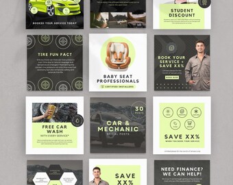 Mechanic and Car Instagram Template Bundle for Auto Repair Shops Garage Services Automotive Marketing Social Media Posts Editable in Canva
