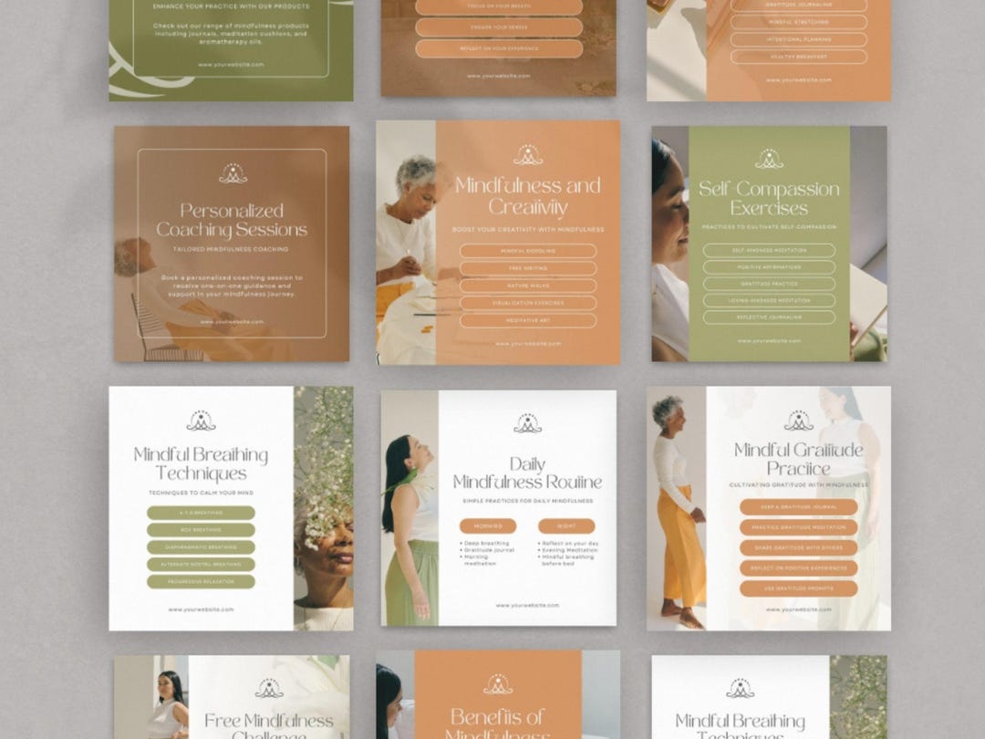 Mindfulness Coach Instagram Template Wellness Social Media Posts ...