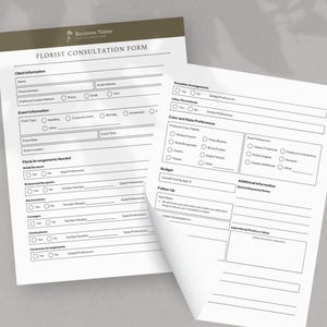Florist Consultation Form Template Floral Design Client Intake Form Wedding and Event Flower Planning Worksheet Editable in Canva