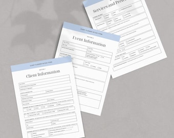 Formulaire de candidature pour organisateur d'événements Modèle Canva Consultation client professionnelle et questionnaire sur les détails de l'événement pour les organisateurs de mariages et d'événements