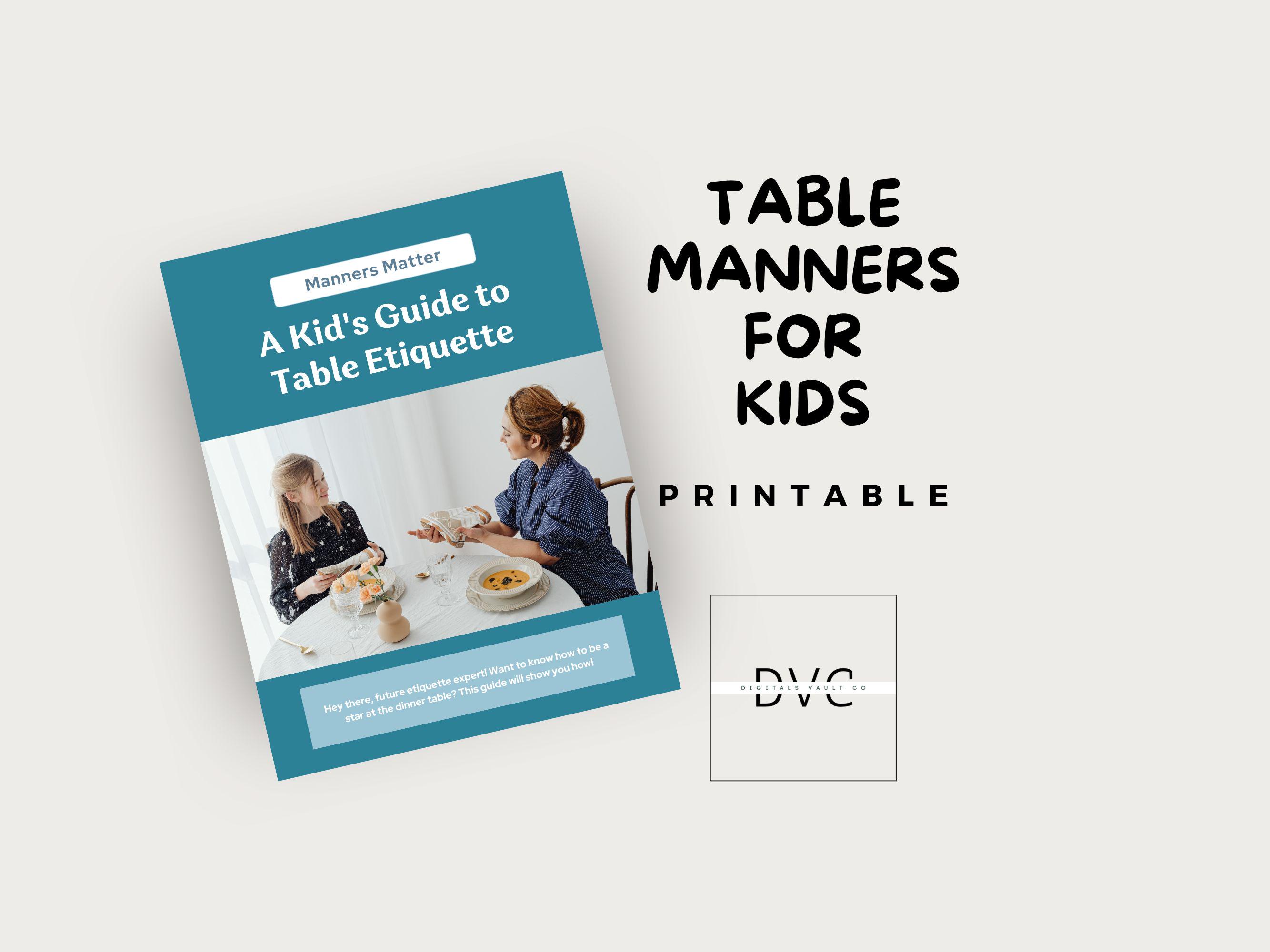 Table Etiquette Worksheet.pdf Table Manners for Kids PDF Printable Etiquette Guide and Learning ...
