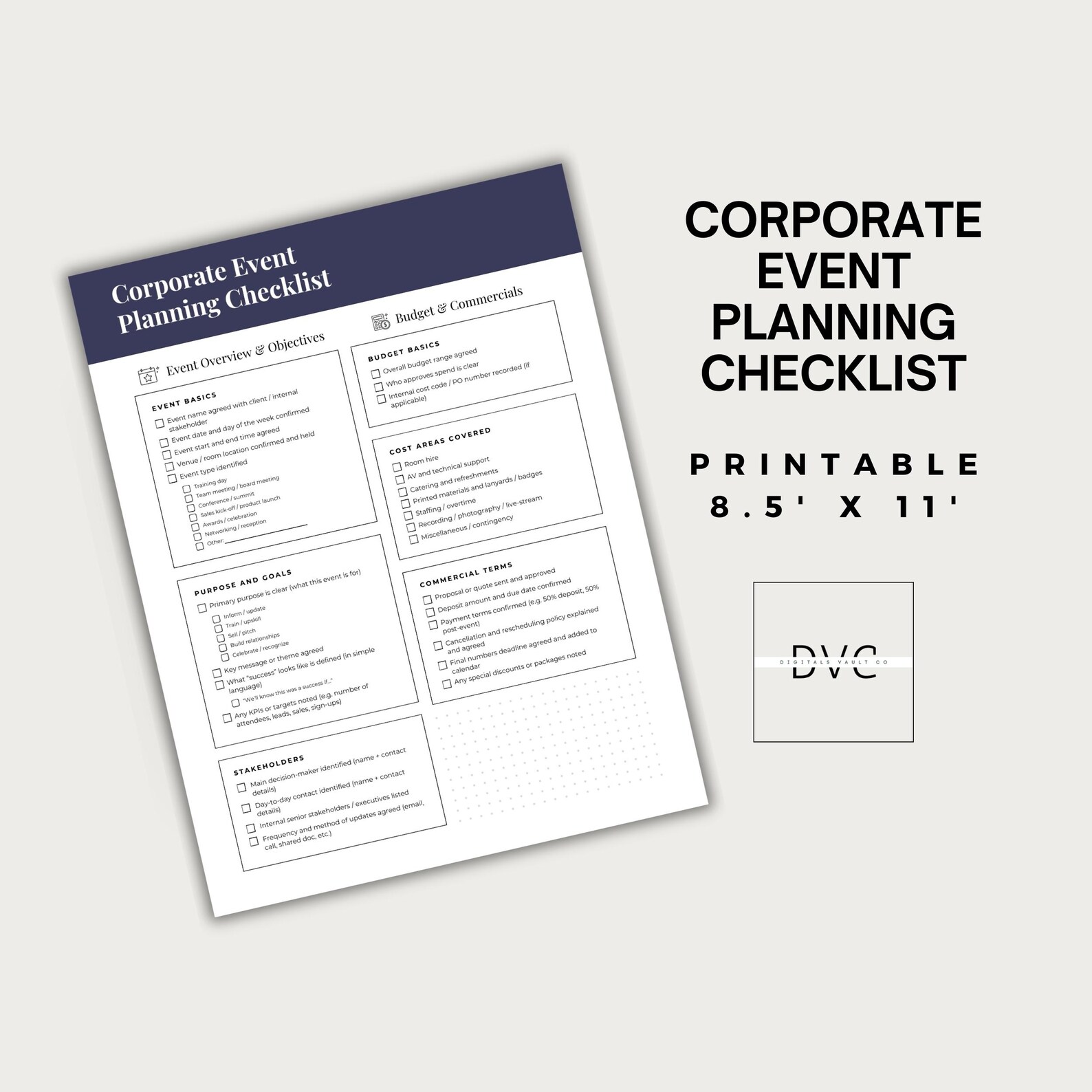 Corporate Event Planning Checklist PDF Printable Business Event Planner ...