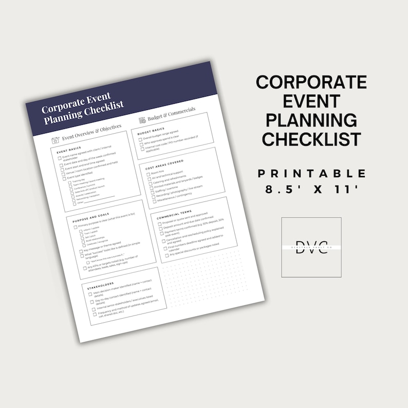 Corporate Event Planning Checklist PDF Printable Business Event Planner ...