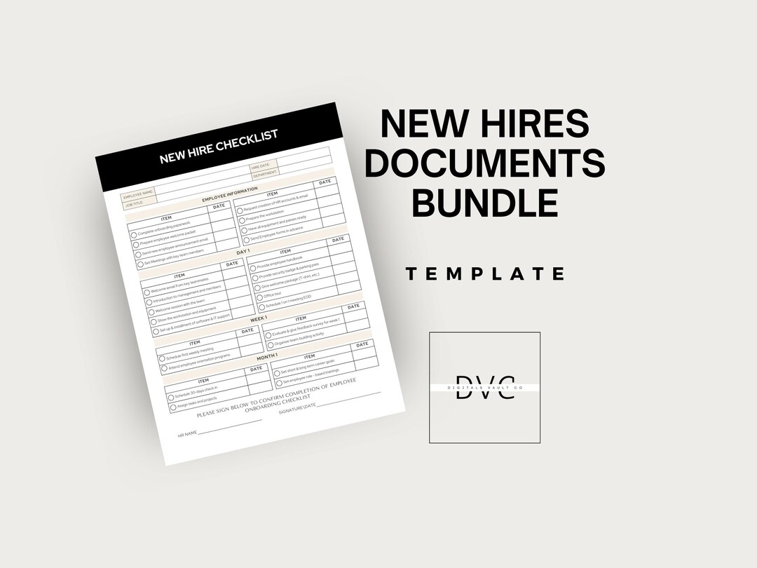 New Hires Onboarding Documents Bundle Template for Small Businesses HR ...