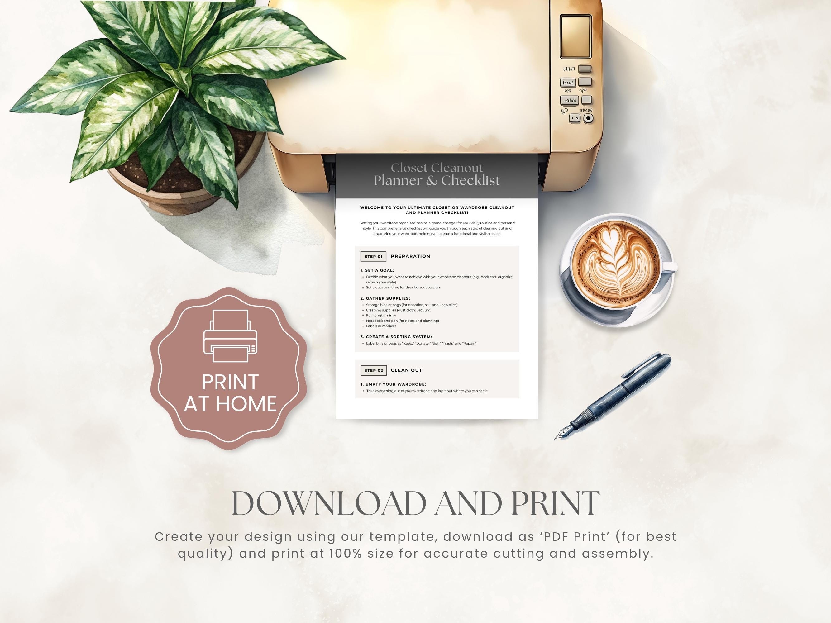 Closet Cleanout Checklist and Planner PDF Printable Wardrobe Declutter ...