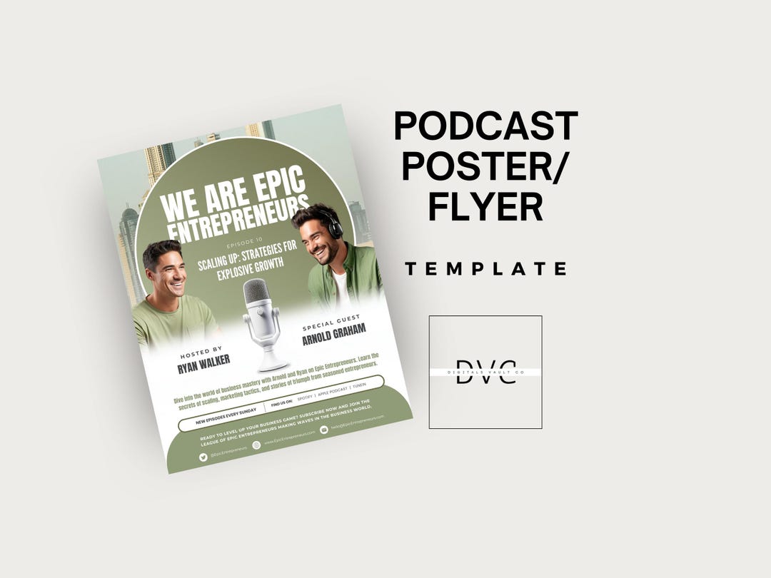 Podcast Poster Flyer Template for Podcasters and Creators Editable ...
