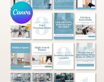 Cleaning Business Instagram Template Editable Canva Post for Professional Cleaners Housekeeping Services Social Media Marketing Branding Kit