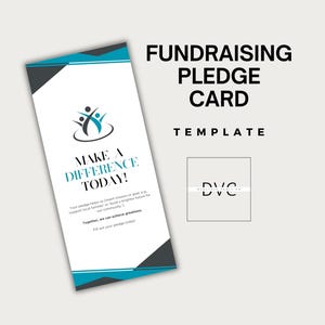 Plantilla de tarjeta de compromiso de recaudación de fondos / Diseño totalmente personalizable para eventos sin fines de lucro y causas benéficas / Regalo perfecto para recaudadores de fondos /
