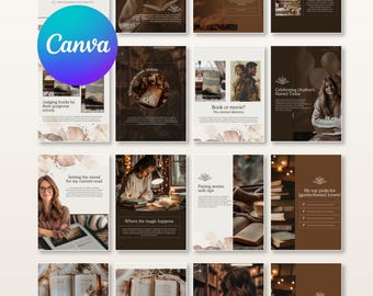 Plantillas para Instagram Bookstagram: Carrusel de publicaciones para lectores, diseños de reseñas de libros para amantes de la lectura, descarga digital editable en Canva.