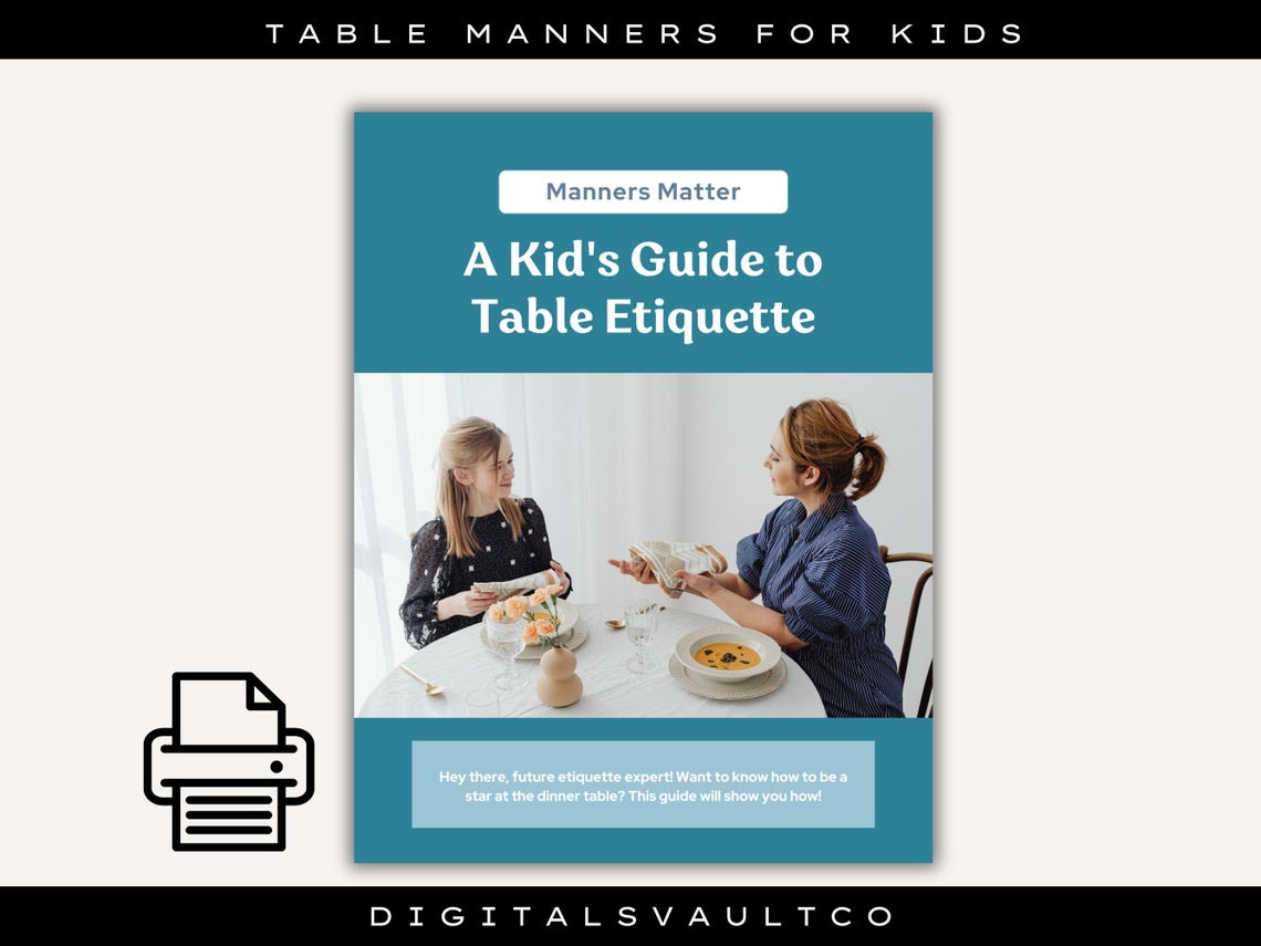 Table Manners for Kids PDF Printable Etiquette Guide and Learning ...