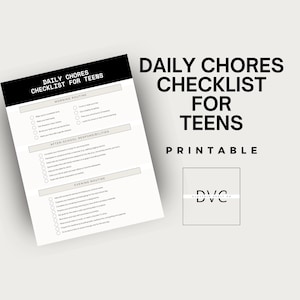 Teen Daily Chore Checklist: Minimalist Printable (PDF)