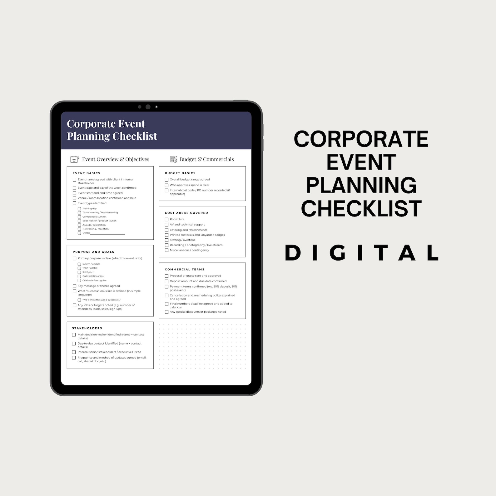 Corporate Event Planning Checklist PDF Printable Business Event Planner ...