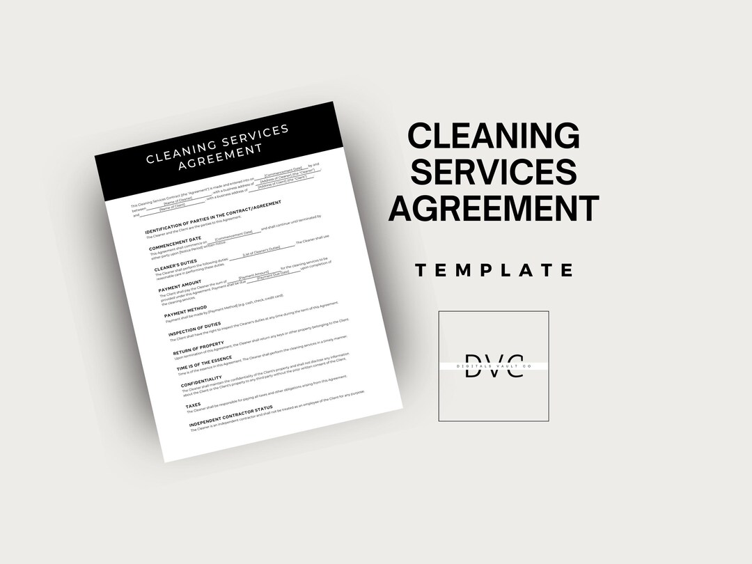 Cleaning Services Agreement Template Editable Contract for Residential ...