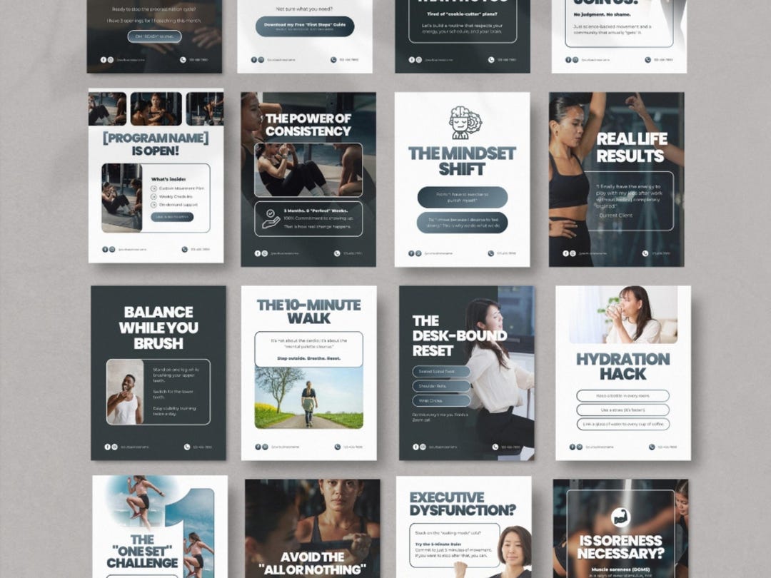 Fitness Coach Instagram Template Bundle Social Media Content Pack for ...