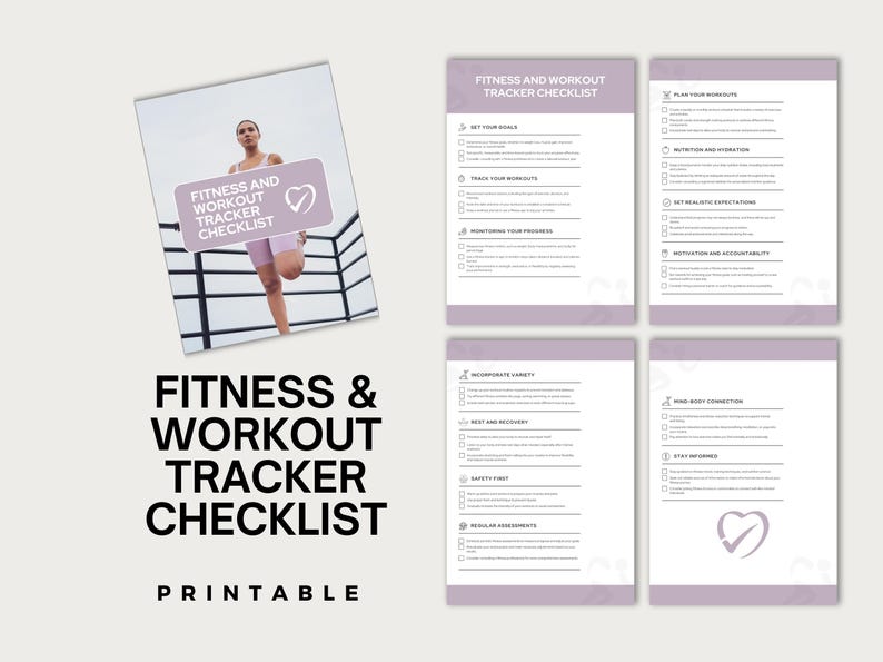 Fitness and Workout Tracker Checklist PDF Printable Exercise Log ...