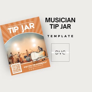 Musiker Trinkgeld Glas Vorlage | Anpassbarer Trinkgeld-Flyer für Live-Auftritte und virtuelle Auftritte | Musiker Zahlungsposter für Venmo und PayPal |