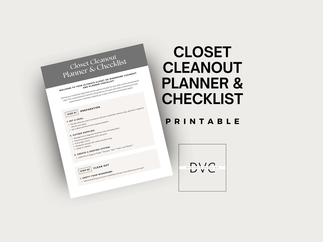 Closet Cleanout Checklist and Planner PDF Printable Wardrobe Declutter ...