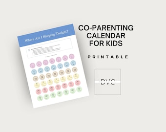 Co-Parenting Calendar PDF Printable Shared Parenting Schedule Custody Planner Visitation Tracker and Family Organization Tool