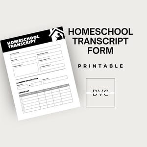 Modulo di trascrizione per l'istruzione parentale in formato PDF, modello di registro della scuola superiore stampabile, crediti accademici, media dei voti, registri degli studenti, pronto per il college
