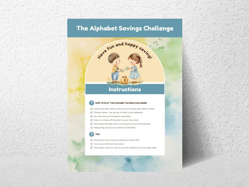 The Alphabet Savings Challenge for Kids PDF Printable Fun A to Z Money ...