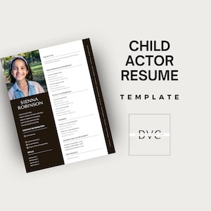 Plantilla de currículum para actor infantil / Artista infantil para teatro, cine y televisión / Talento infantil / Modelo infantil / Audición de actuación / Personalizable y editable /