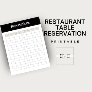 Restaurant Table Reservation Form: Minimalist Template (Printable PDF)