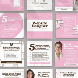 Website Designer Instagram Template for Web Designers and Creatives Editable Social Media Posts for Portfolio Branding and Client Growth