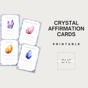 Crystal Affirmation Cards: Inspirational Mindfulness Deck (Printable PDF