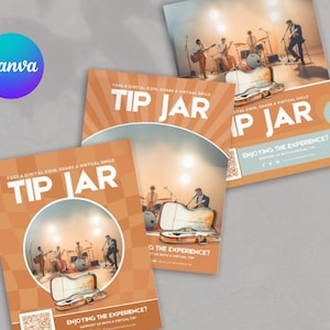 Musician In Person or Online Tip Jar Template for Live Shows Streaming Customizable Sign for Bands DJs Street Performers Editable in Canva