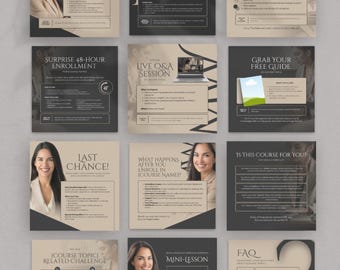 Cursusmaker Instagram-sjabloon Online cursuspromotieberichten Docent Branding Socialmedia-inhoud Digitale download Bewerkbaar in Canva