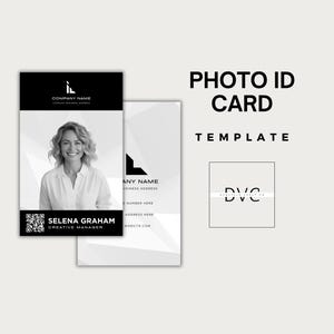 Photo ID Card Template: Customizable Business, School, Event (Digital Download)