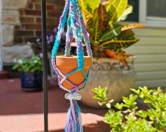 Tiny Macrame Plant Hanger, Tiny Planter Holder, Boho Indoor Outdoor Decor, Fits 1.75" Pot, Hanging Plant Holder, Gift for Plant Lovers