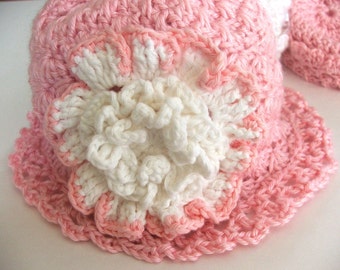 Crochet Hat PATTERN Instant Download - Child's or Adult's Shell Stitch Hat with 3 Flower Patterns