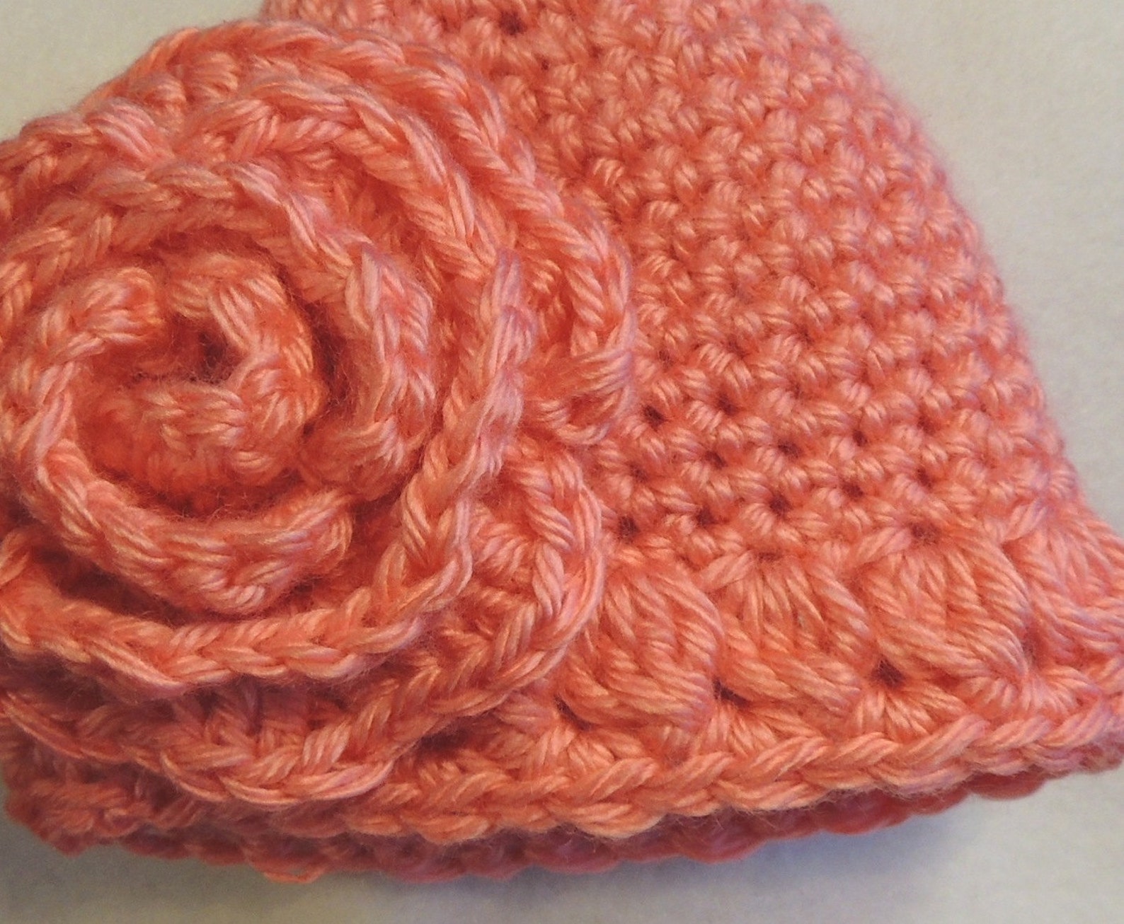 Rose Hat Pattern Crochet Baby Hat Pattern – Easy Single Crochet With Rose (PDF Pattern ...