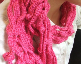 NEW Crochet Scarf Pattern - Curly Vines crochet pattern, permission to sell- made in Chains and SC stitch