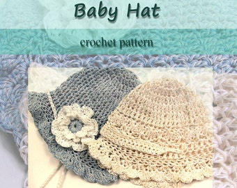 Baby Hat Crochet PATTERN - Fast Cotton Thread CROCHET PATTERN Baby Cap Three Sizes with Flower, permission