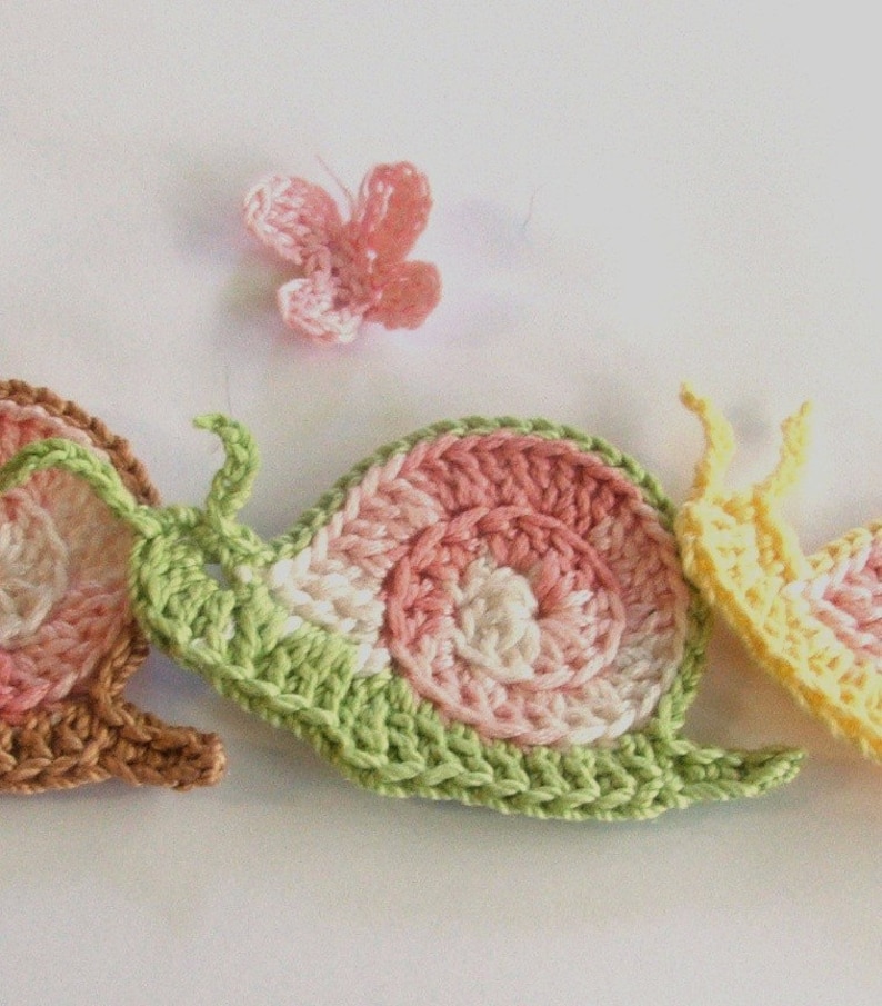 Easy Fun Animal Crochet PATTERN Sid the Snail 70s Style Cutie with Butterfly Instant Download pdf image 2