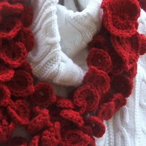 Scarfette Crochet PATTERN Instant Download Red Hearts Valentine Scarfette or Shells Scarfette January Project of the Month image 1