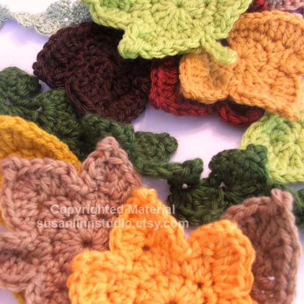 SALE leaf Crochet PATTERNs - 2 Fast and EASY Fall Maple Leaf Crochet Applique Patterns - Autumn Leaves Instant Download