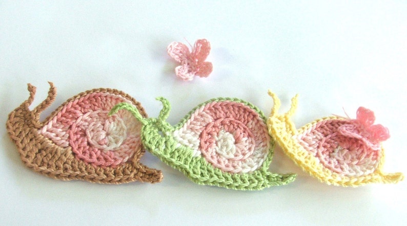 Easy Fun Animal Crochet PATTERN Sid the Snail 70s Style Cutie with Butterfly Instant Download pdf image 1