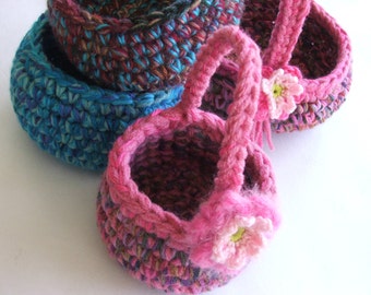 Easy Crochet PATTERN - Baskets or Bowls with Darling Birdie pdf format crochet pattern - Instant Download