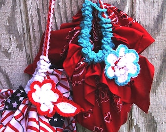 CROCHET Pattern Instant Download - FAST and EASY summer Bandana Bag project with flower - no sewing machine needed